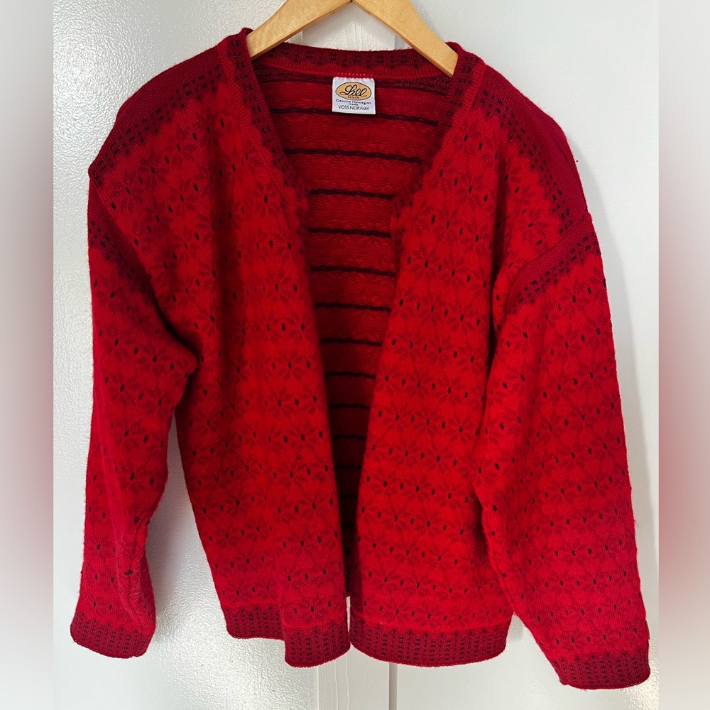 Norwegian Unisex Pure New Wool Open Front Cardigan Voss Norway Size M